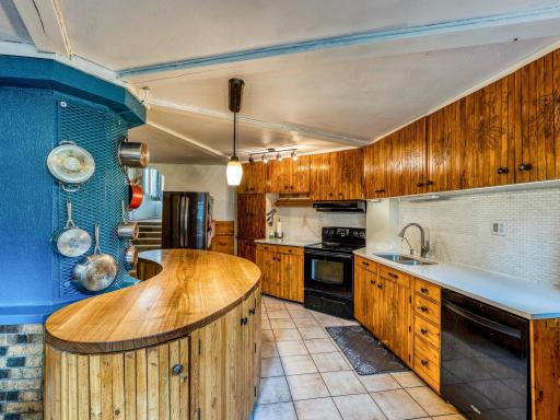 Unique Kitchen, Custom Cabinets, Butcher Block Island and New Backsplash