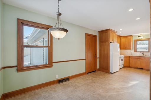 Huge eat-in kitchen with attached 2 car garage.