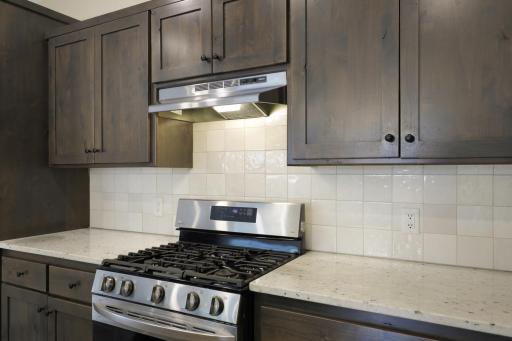 Kitchen stove with exhaust fan.