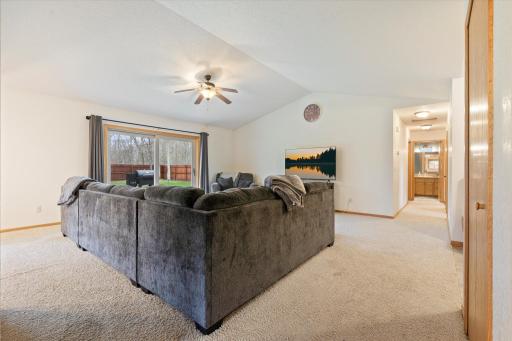 Living Room with sliding glass door to private backyard