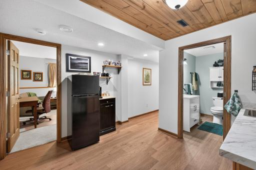 The lower level offers a separate living space and large entertainment room.