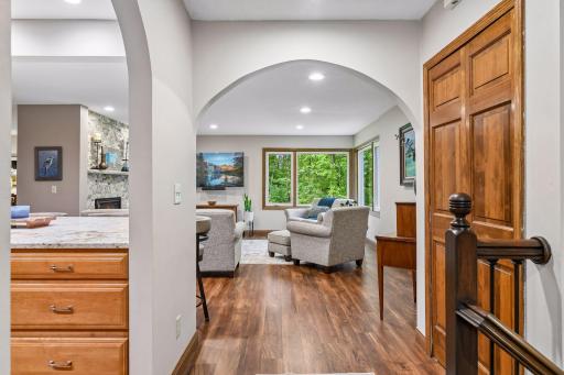 Open main level with beautiful hardwood floors