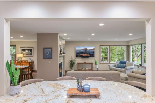 Open with views to the living and dining space