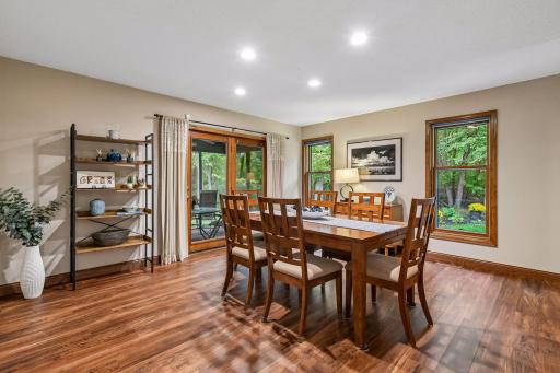 Formal dining space with access to the 3-season porch