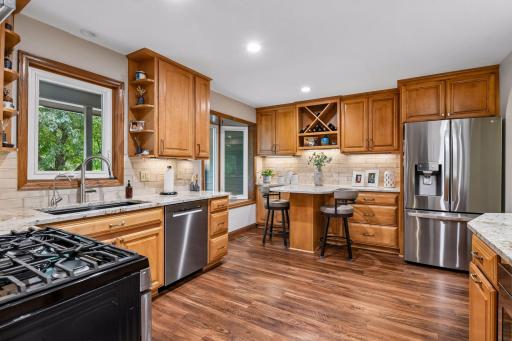 Beautiful hardwood floors extend in this room