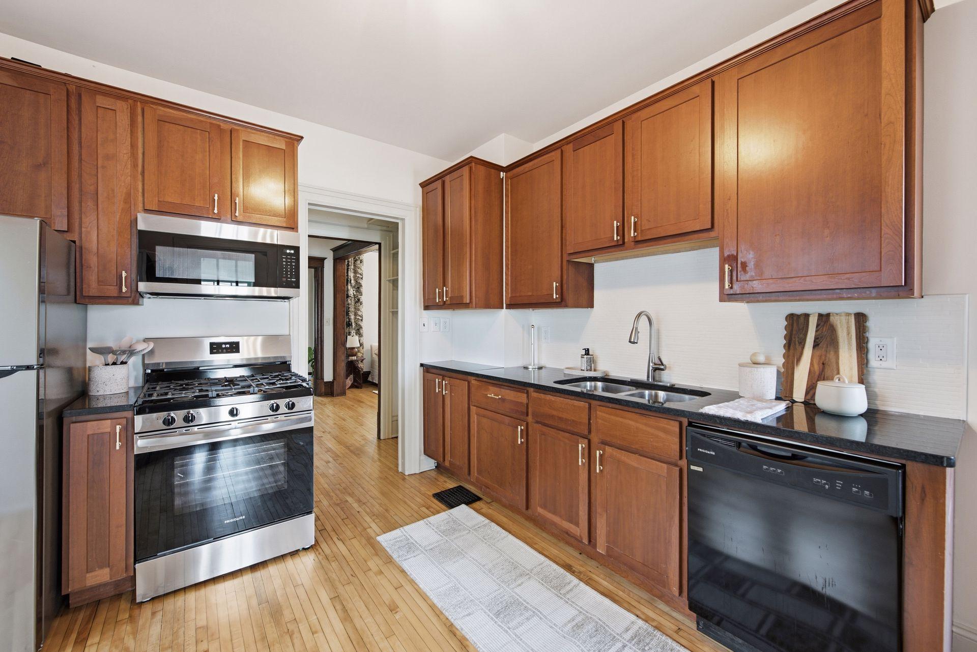 Modern kitchen. Brand new stove and microwave r