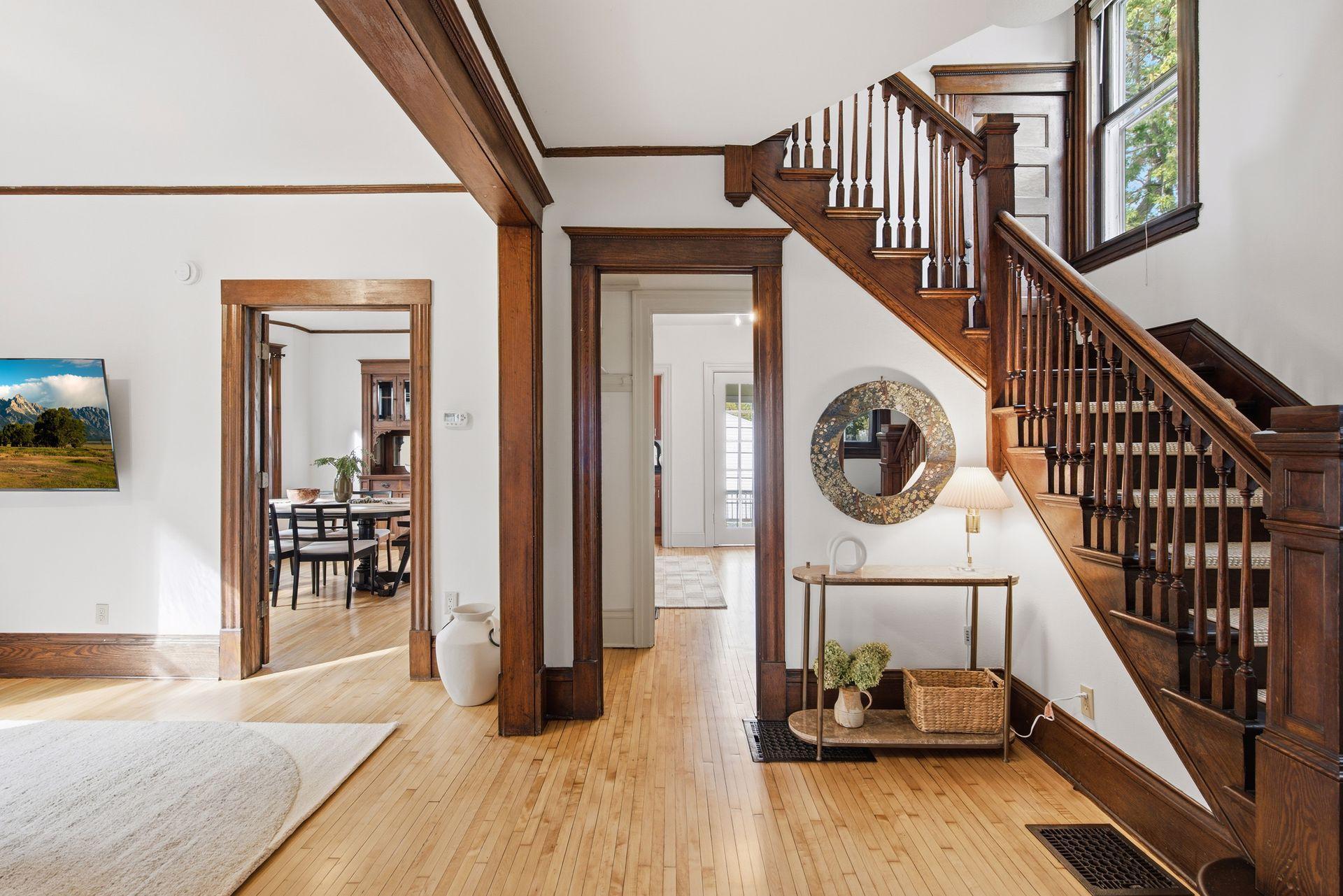 Original woodwork, freshly refinished maple floors