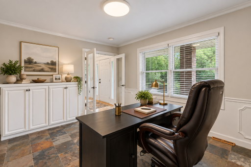 Main level private office with french doors