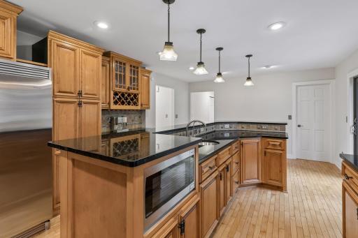 Large center island and your own personal coffee bar