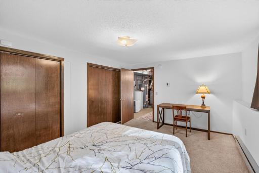Double closets provide plenty of room for storage