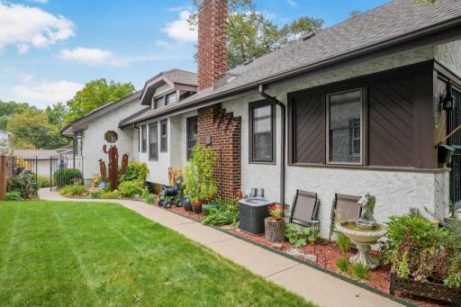 Intentional placement of pots, plants, and various decorations make this exterior space absolutely lovely.