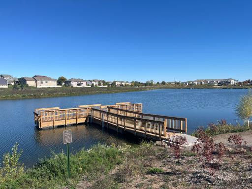 Another view of The Waterfront Park new fishing pier! The pond has even been stocked with fish.