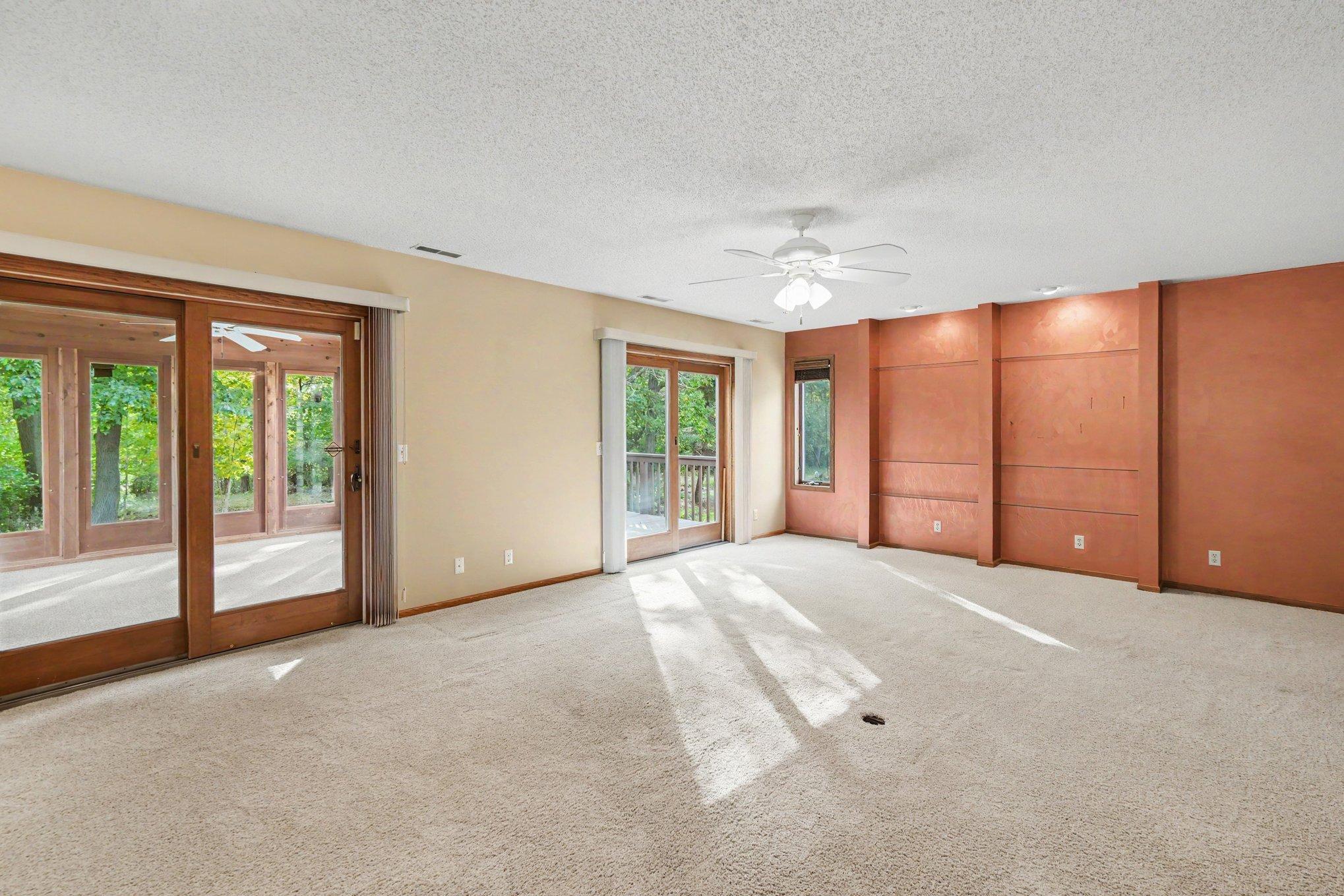 Separate doors to porch and deck