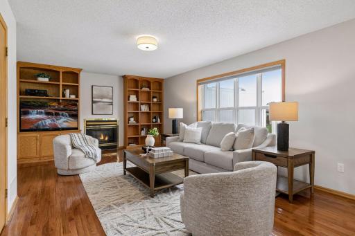 Main level family room with gas firepalce.