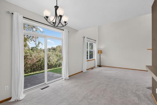 Nice transom window over the sliding glass doors.