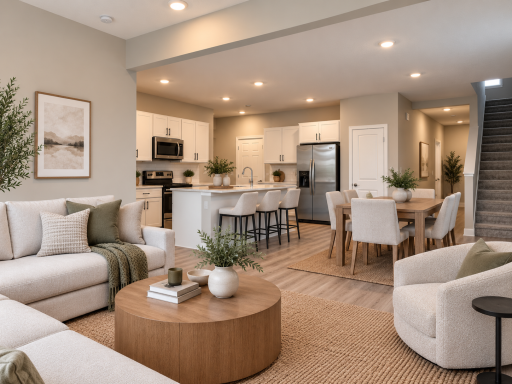 Perfect for entertaining, this open-concept layout keeps everyone connected from the kitchen to the living room. *Photo is of similar home. Virtually staged.
