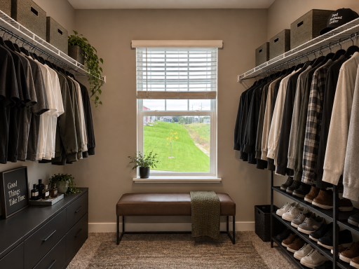 His closet. *Photo is of similar home. Virtually staged.