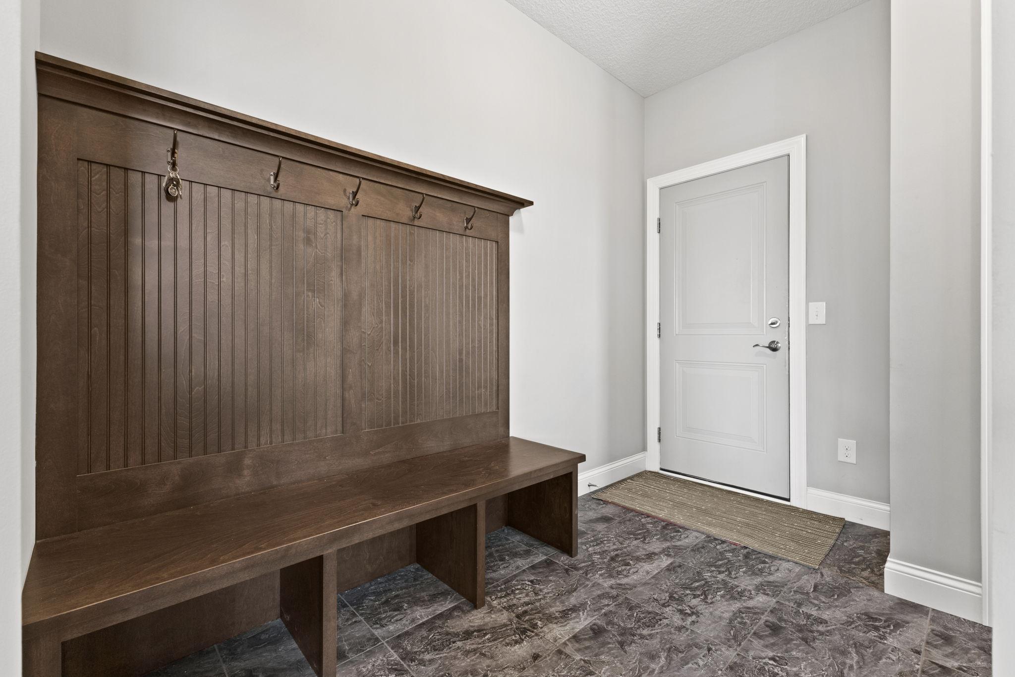 Custom built-in bench in Mud Room
