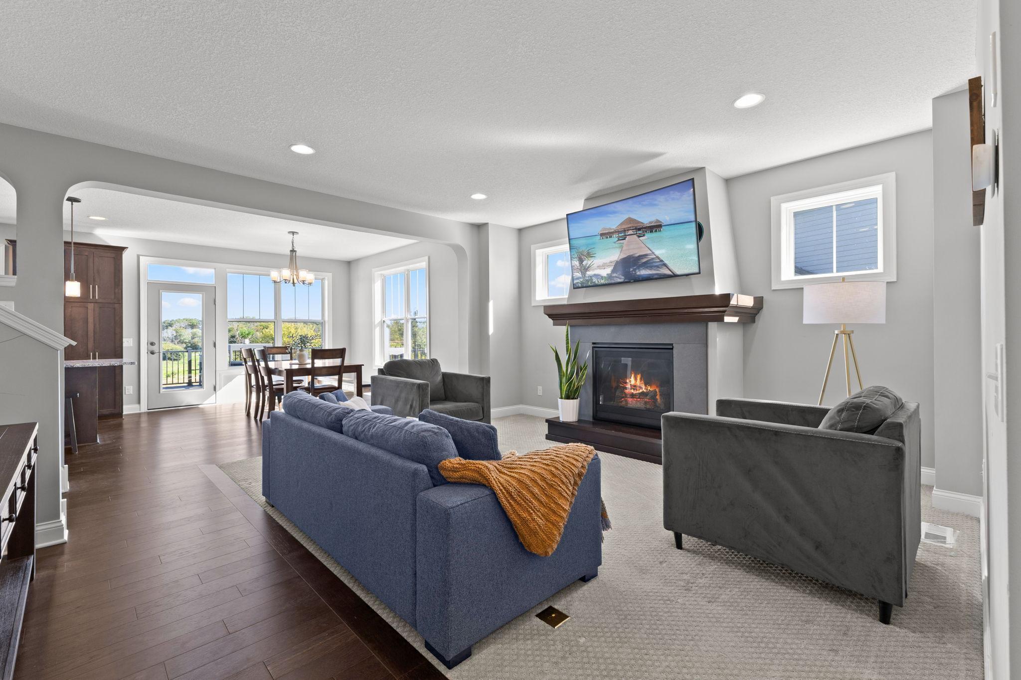 Living Room with gas burning fire place