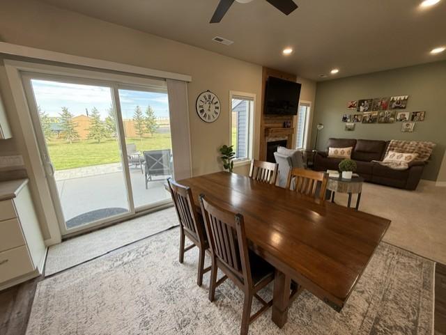Eating area and patio door