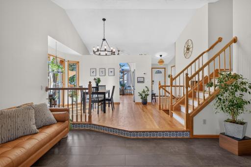 Open layout connects the living and dining areas while maintaining defined spaces for each.