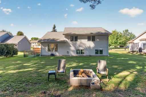 A private backyard setting with room to gather around the fire and enjoy the outdoors.