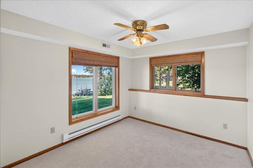 Lower Level Bedroom Lakeside with fresh carpet and perfect views