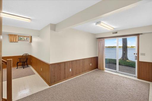 Lower Level rec room with patio walkout to South Lindstrom Lake