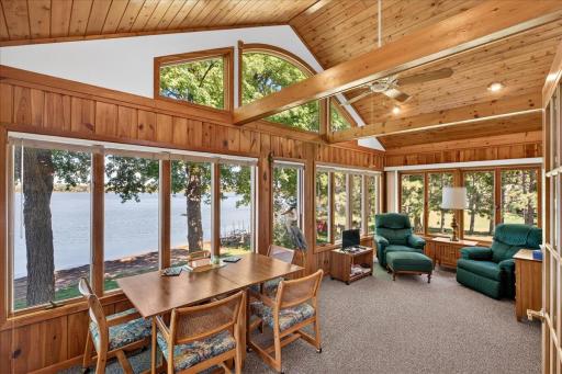 Lakeside Sunroom Surrounded by Windows Overlooking South Lindstrom Lake