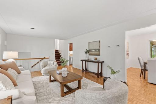 Open flow from the living room to the dining room