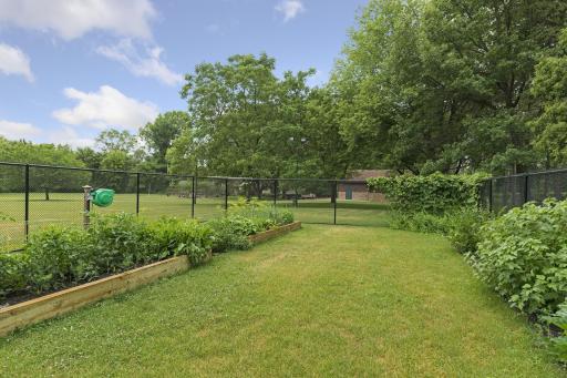 Fenced vegetable garden, perfect for growing fresh produce and herbs.