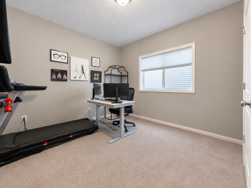 Bedroom five in the lower level, currently being used as an office space.