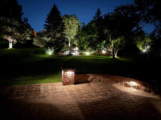The sellers have installed amazing lighting throughout the yard.