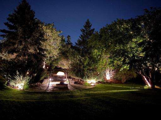 The firepit at night is a welcoming beacon!