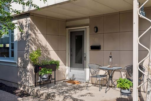 The covered entry creates an easy transition between indoors and out.