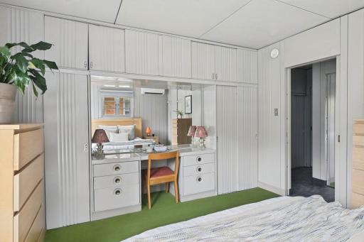 Original built-in storage adds function without sacrificing floor space.