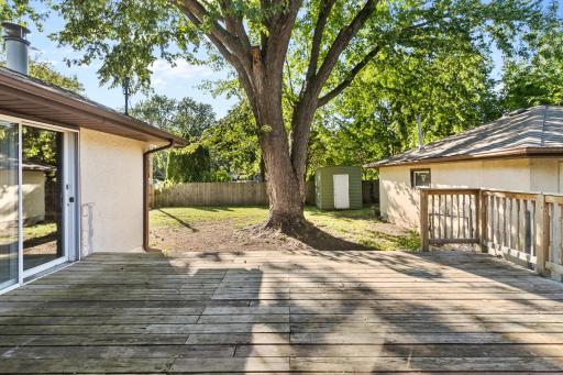 Large Deck overlooking fully fenced back yard!