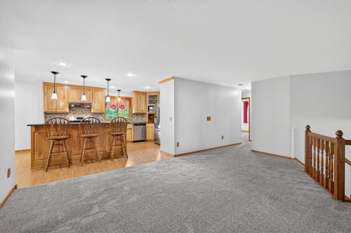 Open sightlines create a natural connection between the living areas and kitchen.