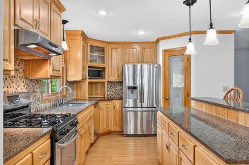 Stainless steel appliances create a clean, cohesive look that is easy to maintain.