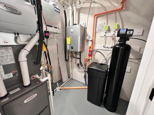 Storage room has had the floor sealed for cleaner space. All the amenities included: Water Softener, endless hot water with on demand heater, air to air exchanger, furnace humidifier...makes life better here.