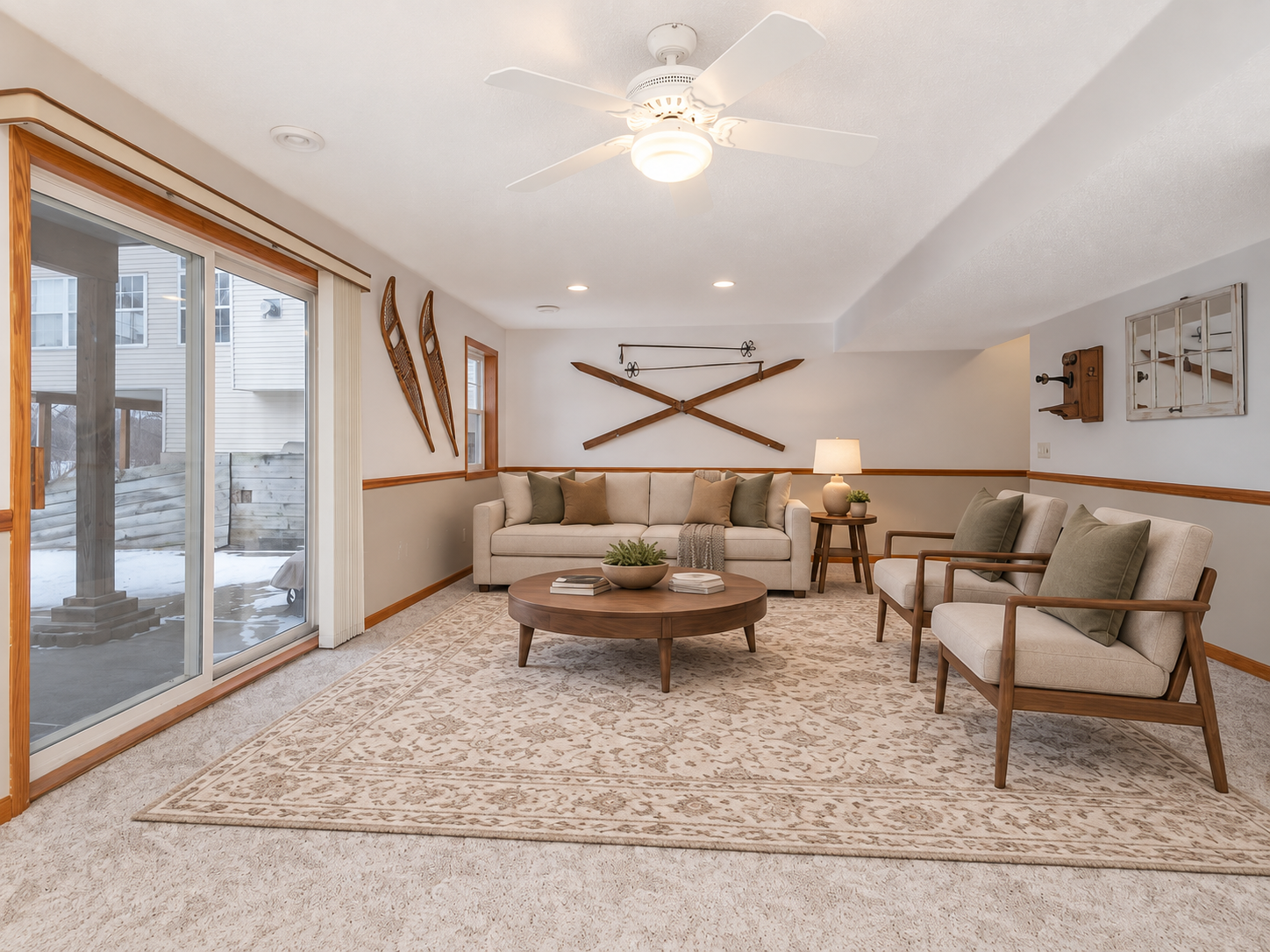 This image has been virtually staged with digitally added furniture and décor. Refer to the unstaged photos and an in-person showing for the property’s actual condition.