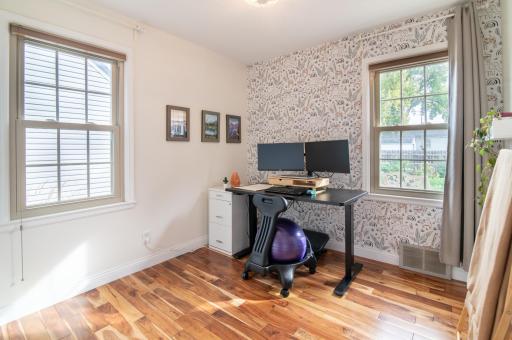 One of two main floor bedrooms, this room faces North and East making it great for early-risers or could be great for an office or nursery.