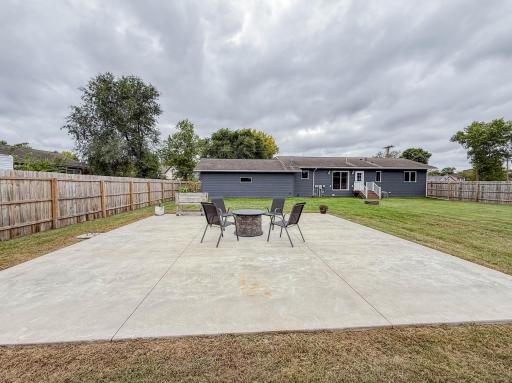 New Fence in backyard with patio area