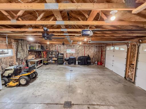 Newly insulated with vapor barrier attached 2 stall garage