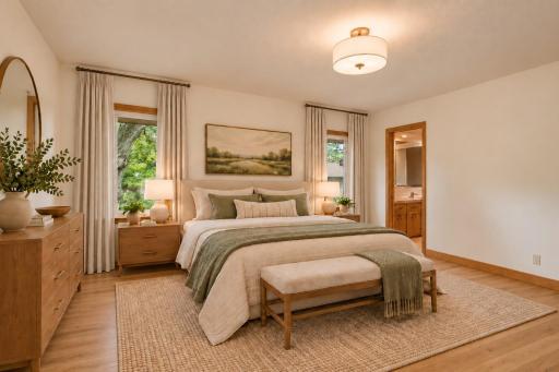 Virtually Staged - Primary bedroom staged and digitally updated to show the potential.