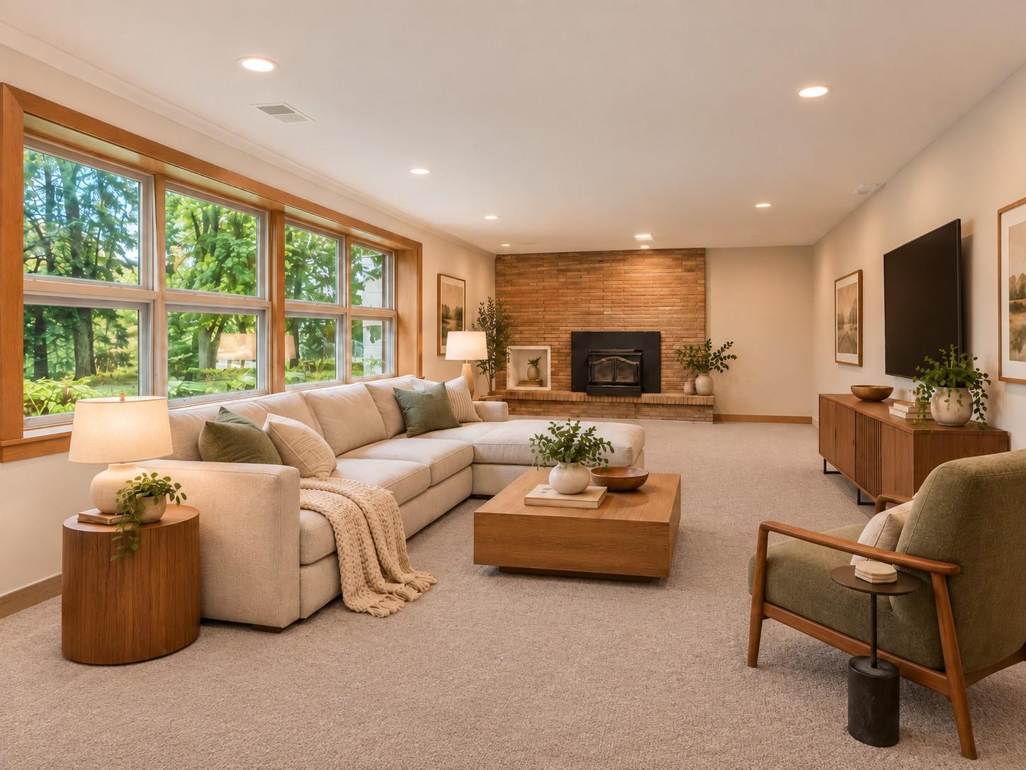Virtually Staged - Lower level area staged and digitally updated to show the potential.