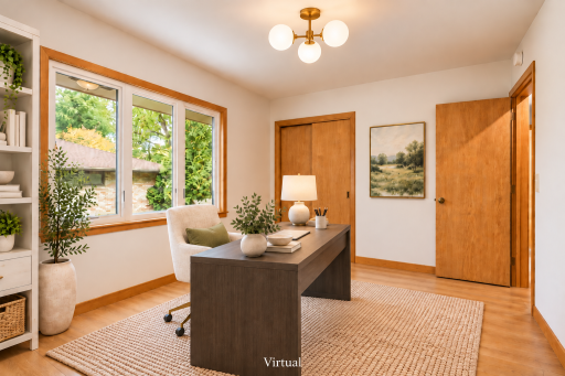 Virtually Staged - Additional bedroom or possible office area staged and digitally updated to show the potential.