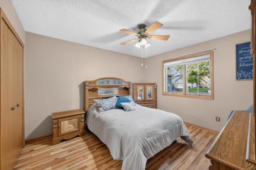 Neutral paint colors through, easy to clean & maintain flooring, great natural light, bedroom ceiling fans.