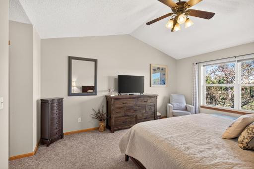 The Owners Suite with impressive vaulted ceiling.