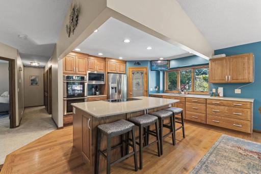 1615 Laurel Ave Kitchen with walkin pantry over looking the in ground swimming pool
